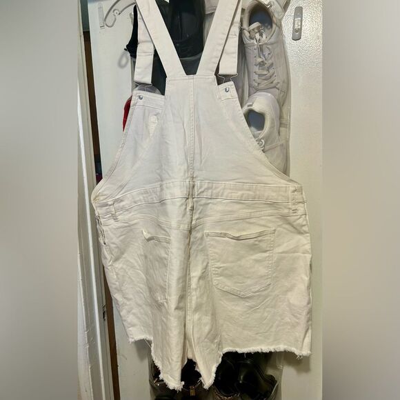 Source Unknown White Denim Overalls Relaxed Fit - Picture 3 of 16